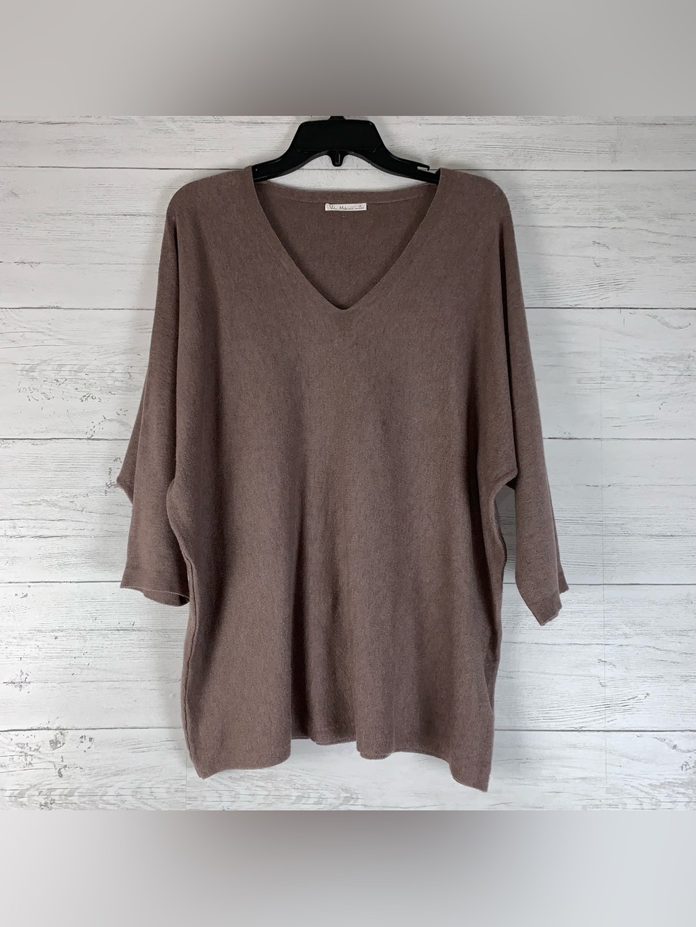 Vila Milano Sweater batwing 3/4 sleeve brown size 1X back buttons